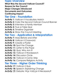 The Second Vatican Council Worksheet Activity Booklet