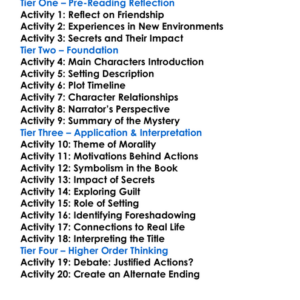 The Secret History Donna Tartt Worksheet Activity Booklet