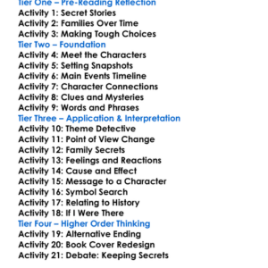 The Secret Keeper Kate Morton Worksheet Activity Booklet