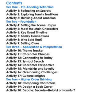 The Secret Keeper Of Jaipur Alka Joshi Worksheet Activity Booklet