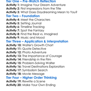 The Secret Life Of Walter Mitty 2013 Worksheet Activity Booklet
