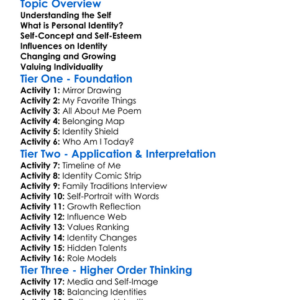 The Self And Personal Identity Worksheet Activity Booklet