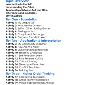 The Self And The Other Worksheet Activity Booklet