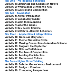 The Selfish Gene Richard Dawkins Worksheet Activity Booklet