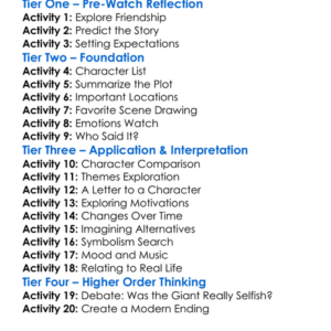 The Selfish Giant 2013 Worksheet Activity Booklet