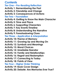 The Sense Of An Ending Julian Barnes Worksheet Activity Booklet