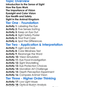 The Sense Of Sight Worksheet Activity Booklet