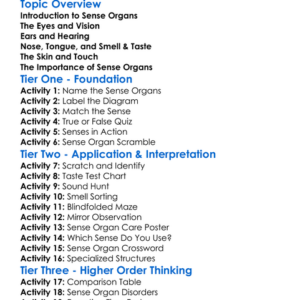 The Sense Organs Worksheet Activity Booklet