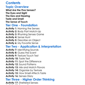 The Senses Sight Hearing Taste Smell Touch Worksheet Activity Booklet