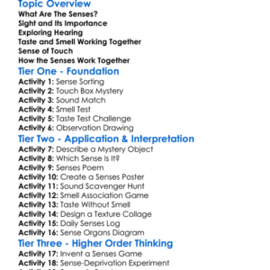 The Senses Worksheet Activity Booklet