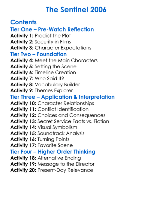 The Sentinel 2006 Worksheet Activity Booklet