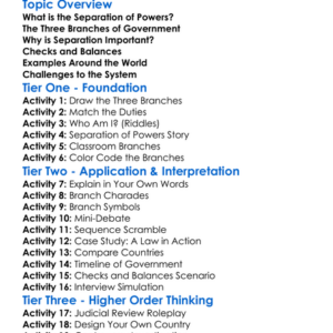 The Separation Of Powers Worksheet Activity Booklet