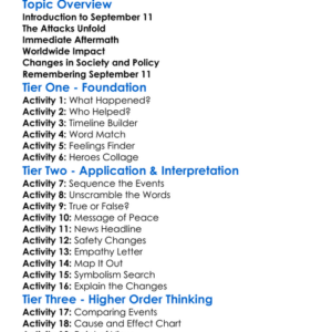 The September 11 Attacks Worksheet Activity Booklet