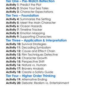 The Shallows 2016 Worksheet Activity Booklet