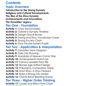 The Shang And Zhou Dynasties Of China Worksheet Activity Booklet