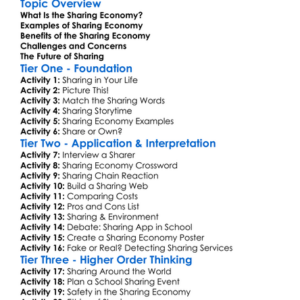 The Sharing Economy Worksheet Activity Booklet