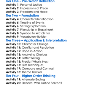 The Shawshank Redemption Worksheet Activity Booklet