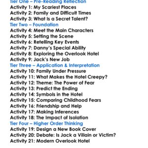 The Shining Stephen King Worksheet Activity Booklet