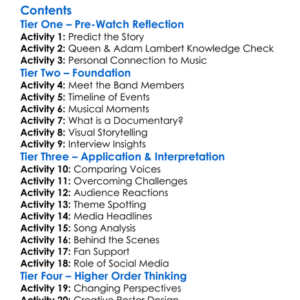 The Show Must Go On The Queen  Adam Lambert Story 2019 Worksheet Activity Booklet