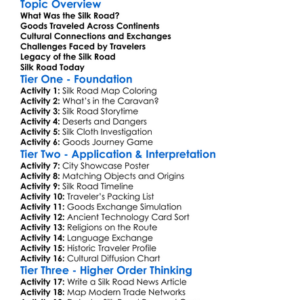 The Silk Road Worksheet Activity Booklet