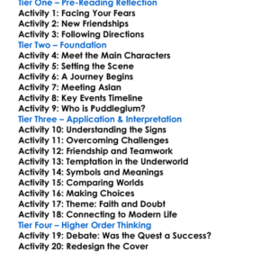 The Silver Chair Cs Lewis Worksheet Activity Booklet