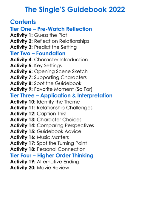 The Singles Guidebook 2022 Worksheet Activity Booklet