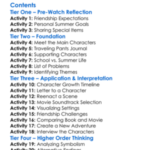 The Sisterhood Of The Traveling Pants 2 2008 Worksheet Activity Booklet