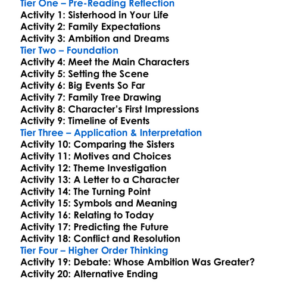 The Sisters Daisy Goodwin Worksheet Activity Booklet