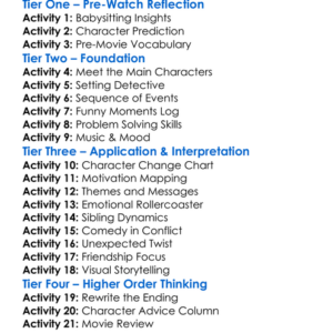 The Sitter 2011 Worksheet Activity Booklet
