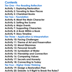 The Sixteen Pleasures Robert Hellenga Worksheet Activity Booklet