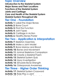 The Skeletal System And Its Functions Worksheet Activity Booklet
