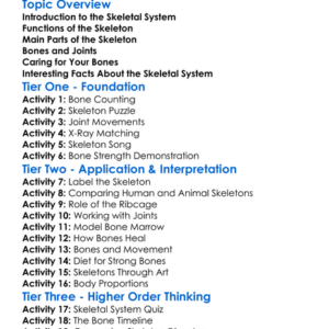 The Skeletal System Worksheet Activity Booklet