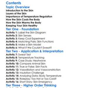 The Skin And Temperature Regulation Worksheet Activity Booklet