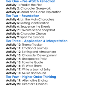 The Slightest Touch 2017 Worksheet Activity Booklet