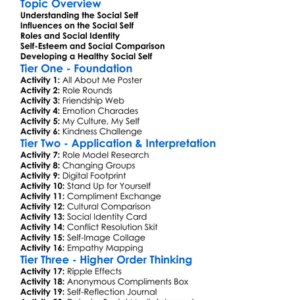 The Social Self Worksheet Activity Booklet