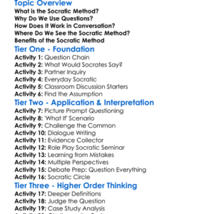 The Socratic Method Worksheet Activity Booklet