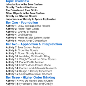 The Solar System And Gravity Worksheet Activity Booklet
