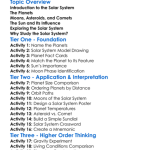 The Solar System Worksheet Activity Booklet