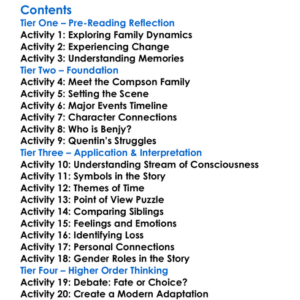 The Sound And The Fury William Faulkner Worksheet Activity Booklet