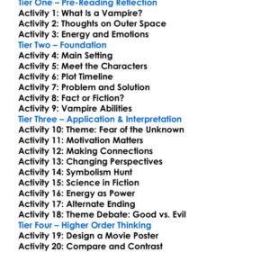 The Space Vampires Colin Wilson Worksheet Activity Booklet