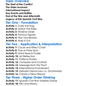 The Spanish Civil War Worksheet Activity Booklet