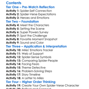 The Spider Within A Spider-Verse Story 2023 Worksheet Activity Booklet