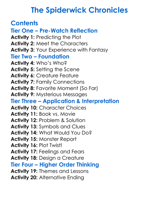 The Spiderwick Chronicles Worksheet Activity Booklet