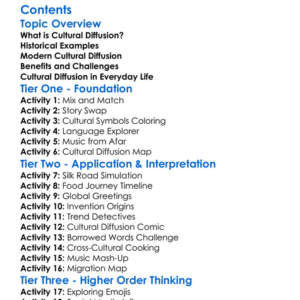 The Spread Of Ideas And Cultural Diffusion Worksheet Activity Booklet
