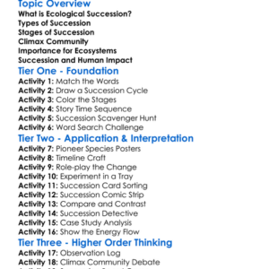 The Stages Of Ecological Succession Worksheet Activity Booklet
