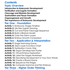 The Stages Of Embryonic Development Worksheet Activity Booklet
