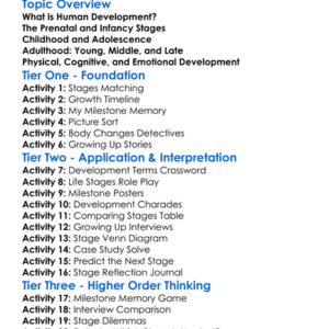 The Stages Of Human Development Worksheet Activity Booklet