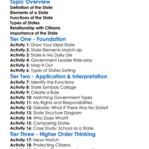 The State Worksheet Activity Booklet