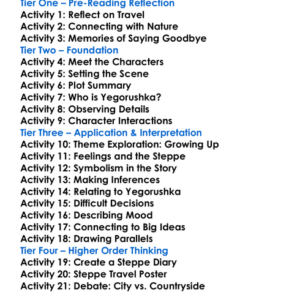 The Steppe Anton Chekhov Worksheet Activity Booklet