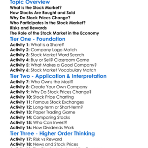 The Stock Market Worksheet Activity Booklet